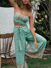 Load image into Gallery viewer, Green Floral Print ,Bohemian Pant , Rayon Boho Pants
