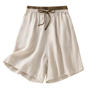 Contrast Color, Linen Cotton Shorts ,Bohemian Sunmmer Short