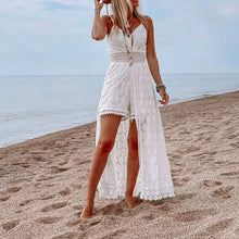 Load image into Gallery viewer, White Hollow Out Lace ,Bohemian Midi Dress
