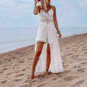 White Hollow Out Lace ,Bohemian Midi Dress