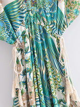 Load image into Gallery viewer, Boho Maxi Dresses, Bohemian Dress, Peacock Floral
