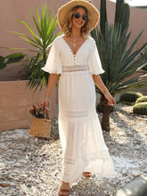 Load image into Gallery viewer, White Lace Hollow Out ,Boho Maxi Dress,Bohemian Sundress
