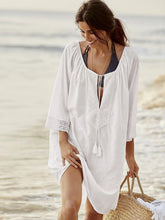 Load image into Gallery viewer, White Tassel  ,Bohemian Mini Dress,Boho Cover-ups
