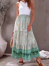 Load image into Gallery viewer, Green floral print ,Bohemian skirt,Boho Maxi Skirt
