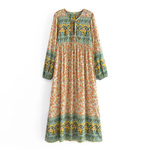 Elaphant Floral,Bohemian Maxi Dress,Boho Dress