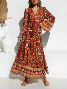 Multi Floral Print, Boho Dress ,Bohemian Maxi Dress