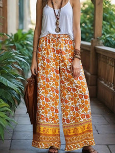 Black Floral Print ,Bohemian Pant , Rayon Boho Pants