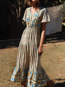 Floral Print , Bohemian Maxi Dress,Boho Sundress