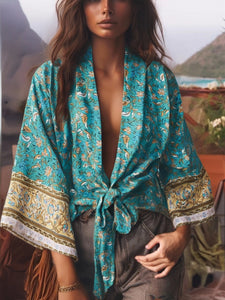 Boho Kimono ,Short Robe ,Bikini Cover Ups