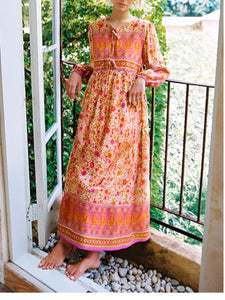 Multi Floral Print,Bohemian Maxi Dress Robe,Boho Dresses