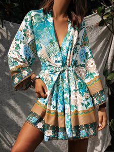 Peacock Floral Print,bohemian Robe,Boho Kimono