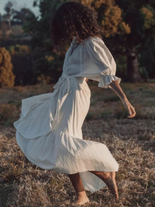 White Ruffles,Bohemian Sundress,Boho Maxi Dress