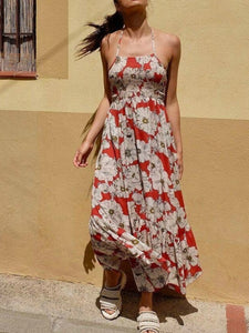 Floral Print,Vintage Sundress,Boho Maxi Dress