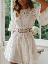 Load image into Gallery viewer, Embroidery White,Bohemian Mini Dress,Boho Sundress
