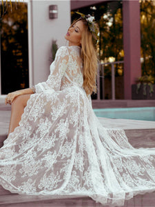 Boho Kimono, Cover-ups Robe,Lace Hollow Out