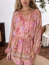 Load image into Gallery viewer, Pink Floral Print ,Boho Playsuits ,Beach Rompers Jumpsuits
