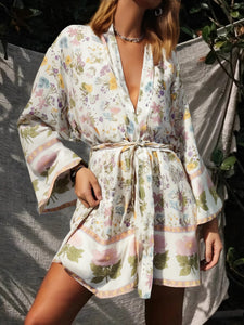 Multi Floral Print, Boho Kimono, Bohemian Short Robe Kimono