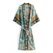 Load image into Gallery viewer, Boho Kimono,Bikini Cover-ups,Peacock Print
