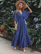 Load image into Gallery viewer, V-neck Tassel Print, Bohemian Maxi Dresses, Cotton Boho Dress
