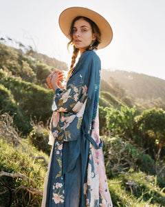 Boho Kimono ,Bikini Cover-ups,Peacock Flower