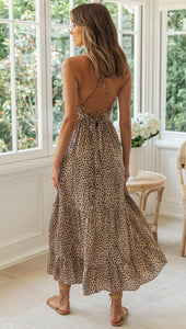 Leopard Print,bohemian Dress,boho Maxi Dress