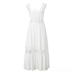 White hollow Out,Bohemian Dress,Boho Maxi Sundress