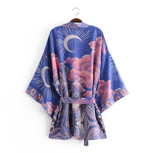 Star And Moon ,Bohemian kimono, Boho Cover-ups