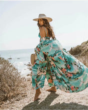 Load image into Gallery viewer, Boho Cover-ups, Kimono Robe,Green Crane Floral
