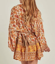 Load image into Gallery viewer, Yellow Floral Print ,Boho Kimono,Bikini Cover-ups
