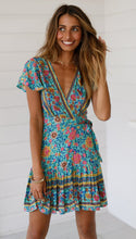 Load image into Gallery viewer, Wrap Mini Dress, Boho Sundress,Floral Print
