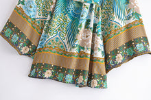 Load image into Gallery viewer, Peacock Floral Print,bohemian Robe,Boho Kimono
