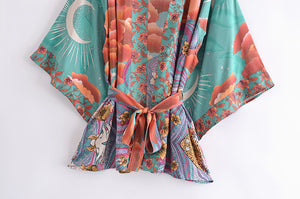 Star And Moon  ,Bohemian  kimono, Boho Cover-ups