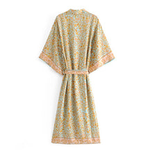 Load image into Gallery viewer, Golden floral print ,Boho Kimono robe cover-ups
