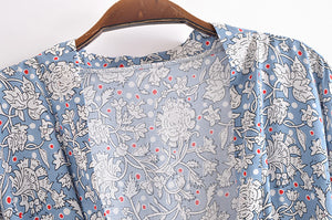 Floral print ,Bohemian Cover-ups ,Boho short robe Kimono