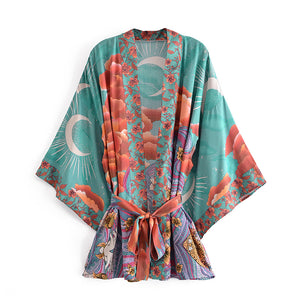 Star And Moon  ,Bohemian  kimono, Boho Cover-ups