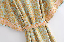 Load image into Gallery viewer, Golden floral print ,Boho Kimono robe cover-ups
