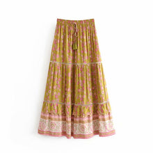 Load image into Gallery viewer, Boho Skirt, Maxi Skirt, Yellow Wild Flower
