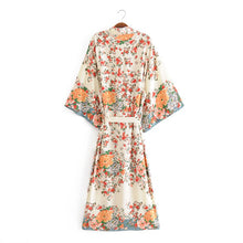 Load image into Gallery viewer, Multi Floral Print,Bohemian Kimono,Batwing Sleeves Robe
