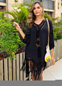 Hollow Out Backless, Bohemian Mini Dress, Boho Cover-ups