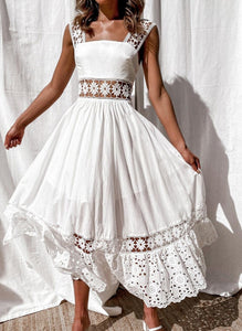 White hollow Out,Bohemian Dress,Boho Maxi Sundress