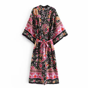 Floral Print ,boho Kimono ,Boho Maxi Robe