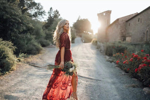 Solid lace ,Bohemian maxi dress , Boho sundress