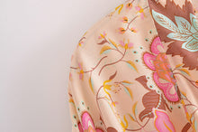 Load image into Gallery viewer, Peacock Floral Print ,bohemian kimono,Boho short robe
