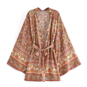 Horse Floral print , Bohemian kimono ,Boho cover-ups