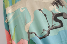 Load image into Gallery viewer, Boho Robe,Short Kimono ,Crane Floral Print
