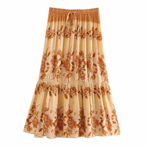 Boho Skirt, Midi Skirt, Wild Flower