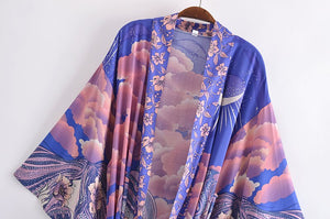 Star and Moon，Bohemian kimono,Boho Cover-ups
