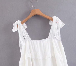 White Ruffles,Bohemian Dresses,  Boho Maxi Sundress