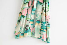 Load image into Gallery viewer, Boho Cover-ups, Kimono Robe,Green Crane Floral
