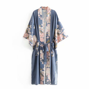 Boho Robe, Kimono Robe,Peacock Flower